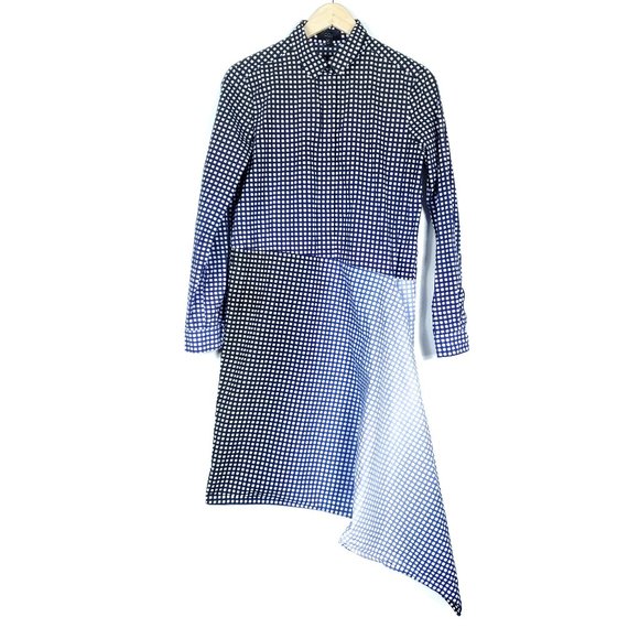 COS Dresses & Skirts - COS Blue Black White Grid Plaid Asymmetric Dress